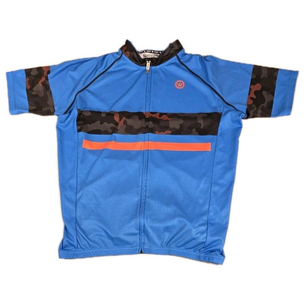 Canari Cycling Jersey Mens Large Full Zip Bike Shirt Camo Stripe Blue